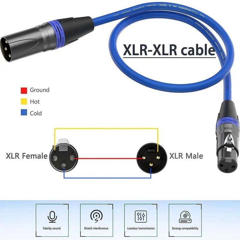 고품질의 오디오 마이크 연결을 위해 3m XLR 케이블 남성에서 여성으로 벗은 구리 와이어