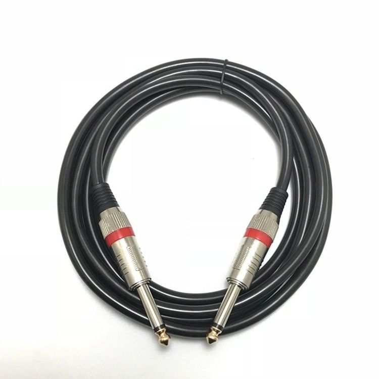 각에서 직선 전기 기타 케이블 10FT / 30FT 검은 엮은 6.35mm 1/4 인치