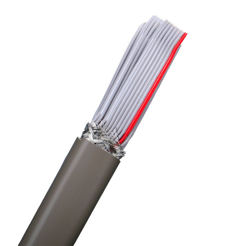 껍질 재료 PVC UL2464 회색 붉은 가장자리 20 핀 평면 리본 스피커 케이블
