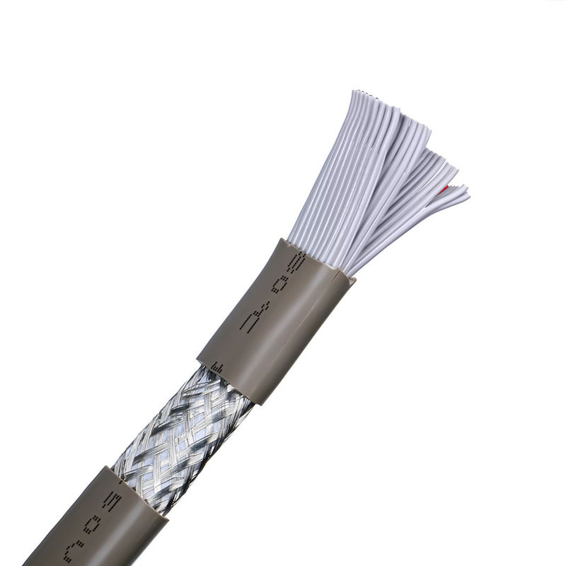 껍질 재료 PVC UL2464 회색 붉은 가장자리 20 핀 평면 리본 스피커 케이블