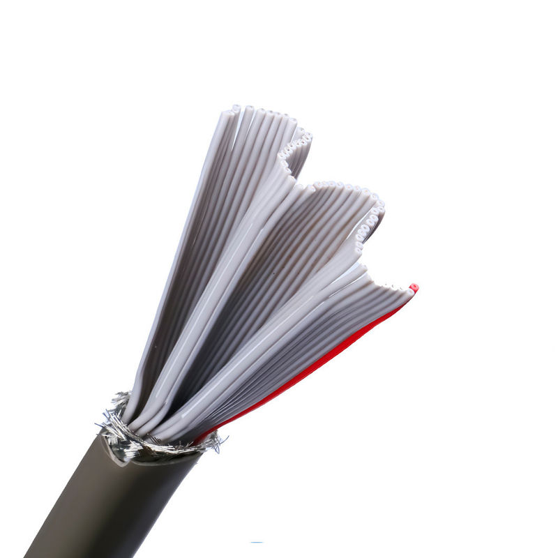 껍질 재료 PVC UL2464 회색 붉은 가장자리 20 핀 평면 리본 스피커 케이블