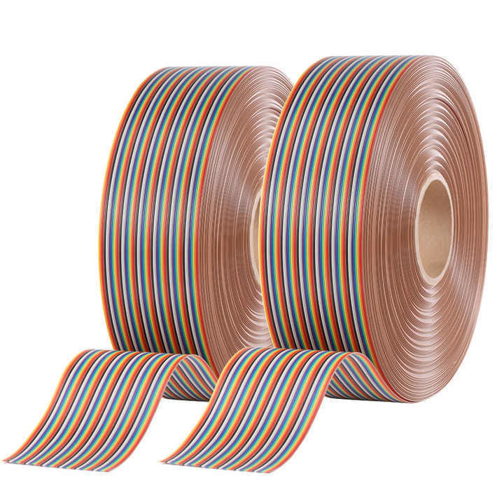 UL2651 28AWG 1.27mm Pitch 10pin 12pin Rainbow Ribbon Harness 산업용 평면 케이블