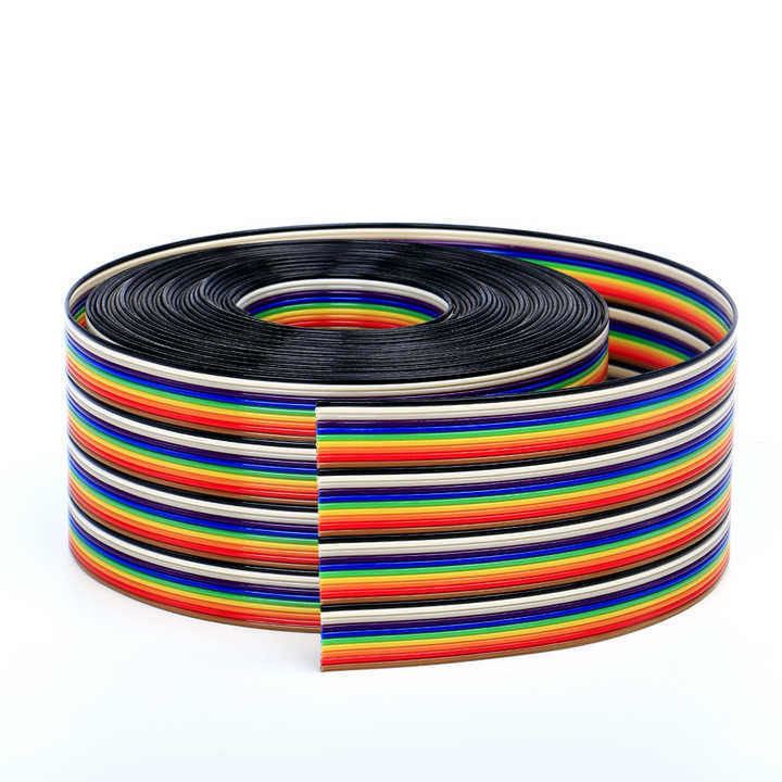 UL2651 28AWG 1.27mm Pitch 10pin 12pin Rainbow Ribbon Harness 산업용 평면 케이블