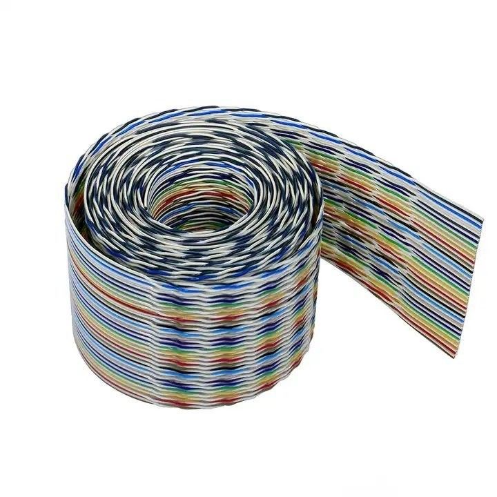 UL2651 28AWG 1.27mm Pitch 10pin 12pin Rainbow Ribbon Harness 산업용 평면 케이블