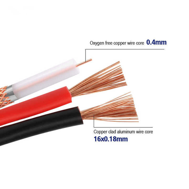 바 naked Copper 750hm Coaxial Cable 100m Rg174 전류 300V PVC 재킷과 케이블