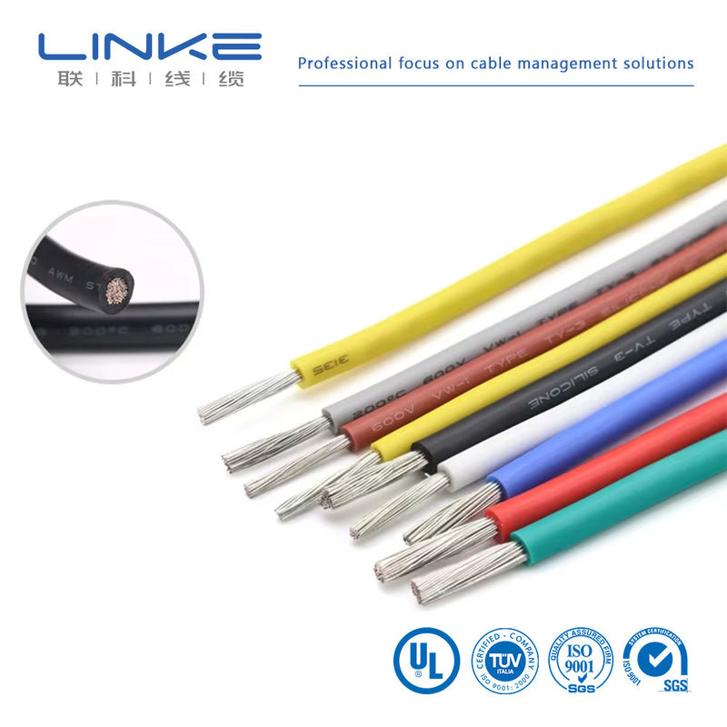 UL3135 실리콘 고무 와이어 30 28 26 24 22 20 18 16 14 12 10 AWG 단열 부드러운 구리 전자 LED 램프 조명 케이블