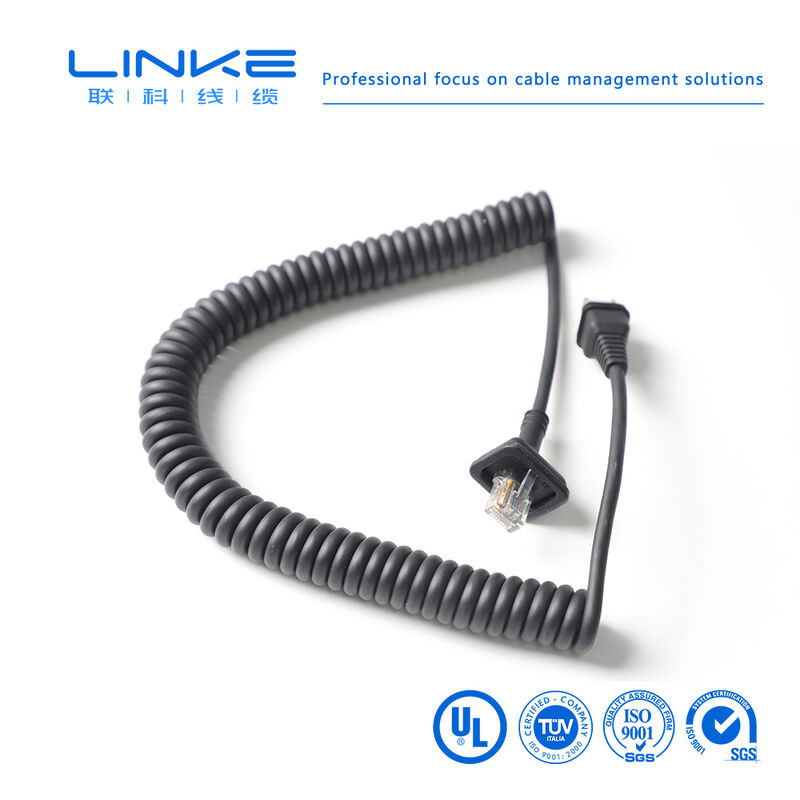 Cat6 차폐 산업용 스프링 네트워크 케이블 (RJ45 커넥터 포함, 산업용 이더넷용)