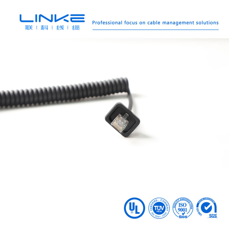 Cat6 차폐 산업용 스프링 네트워크 케이블 (RJ45 커넥터 포함, 산업용 이더넷용)